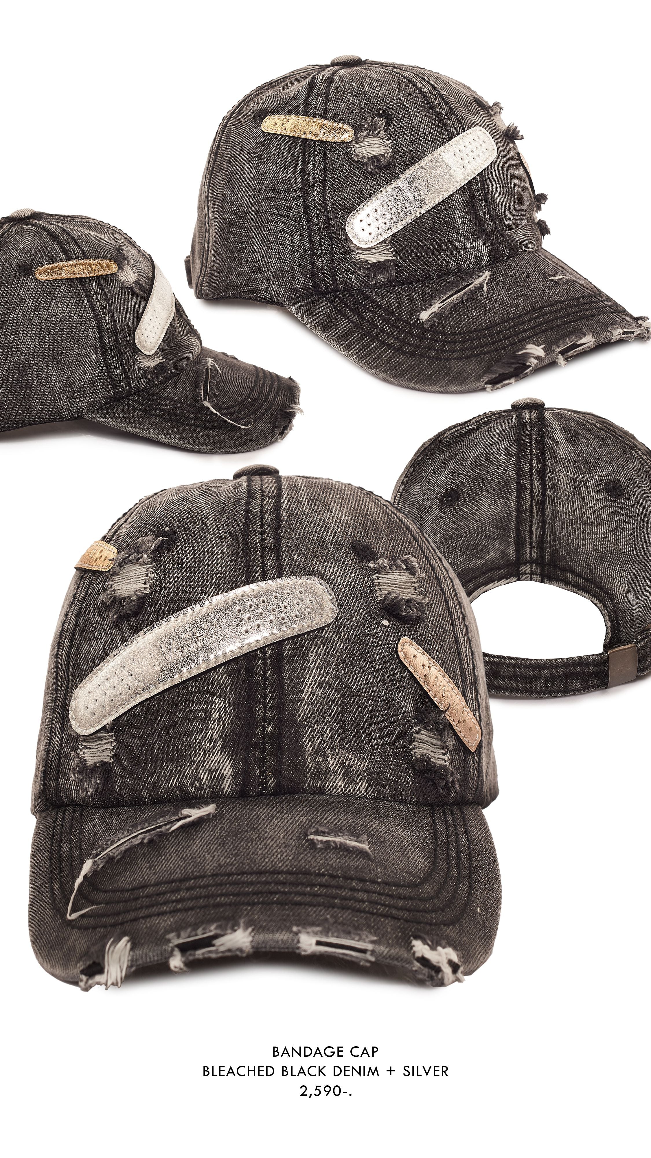 BANDAGE CAP | BLEACHED BLACK DENIM SILVER2