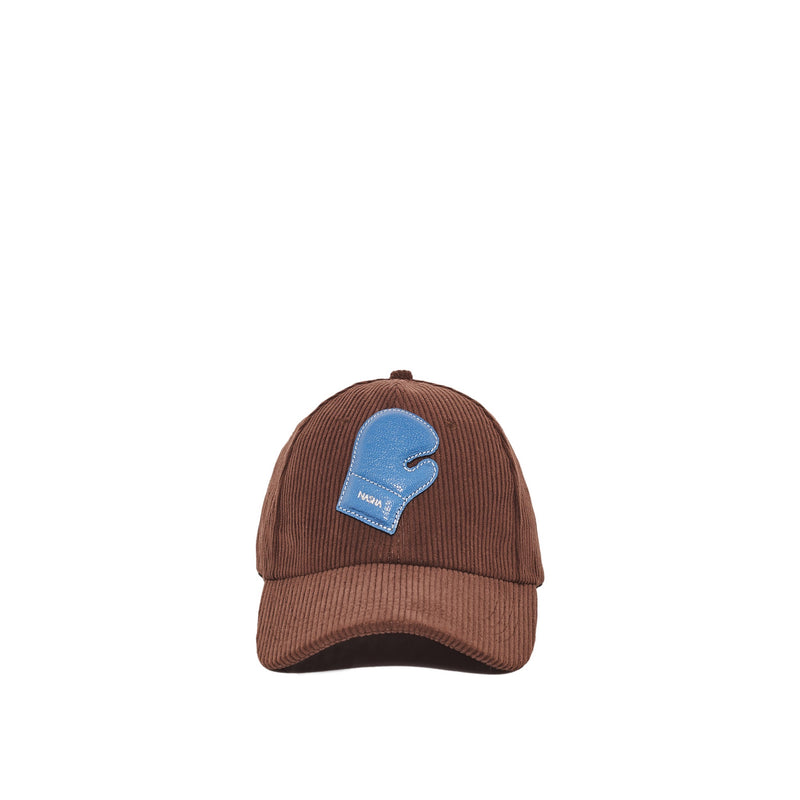 BOXER CAP CORDUROY | BROWN-SKY BLUE