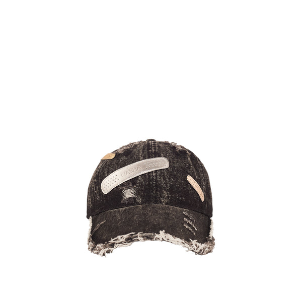 BANDAGE CAP | BLEACHED BLACK DENIM SILVER2