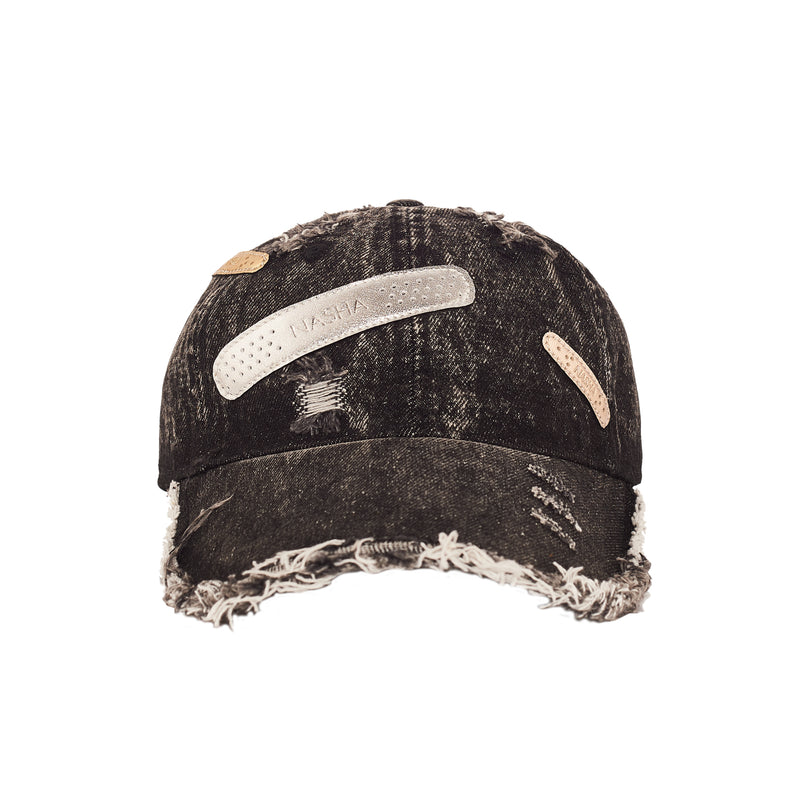 BANDAGE CAP | BLEACHED BLACK DENIM SILVER2