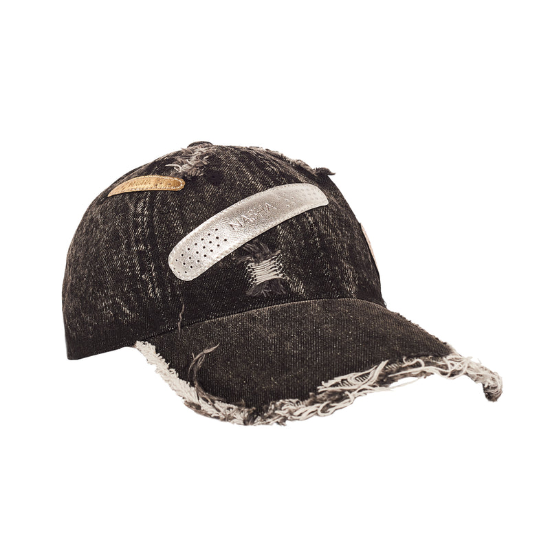 BANDAGE CAP | BLEACHED BLACK DENIM SILVER2